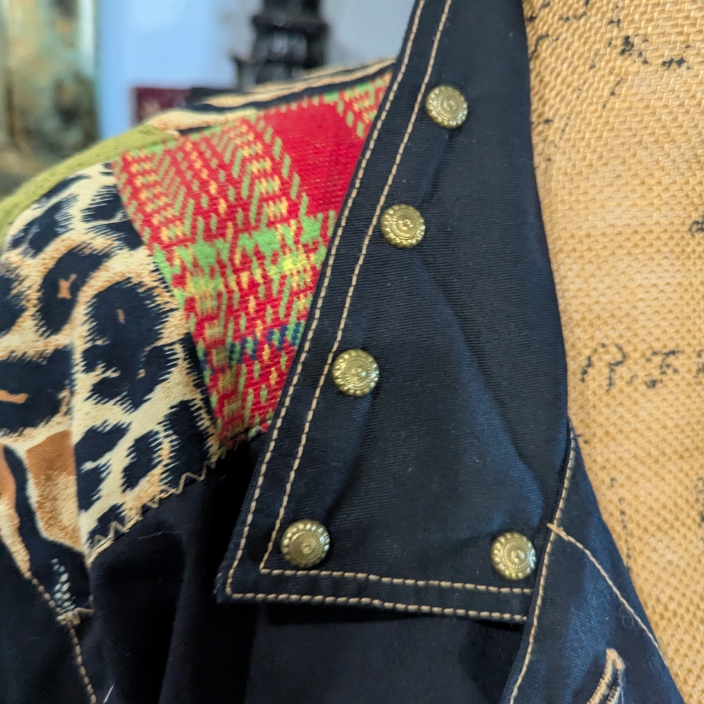 Black Patchwork Jacket With Animal Print Accents - image 4